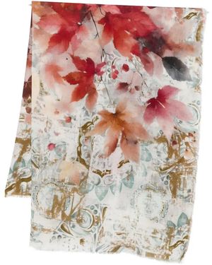 D'Aniello Leaf-print scarf - Blanco