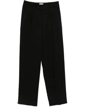 Closed Pleated-Detail Tapered Pants - Black