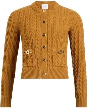 Patou Cardigan En Maille Torsadée À Boutonnière - Jaune