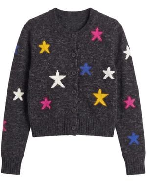 Chinti & Parker Star-Intarsia Round-Neck Cardigan - Blue