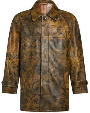 Etro Mantel Aus Bedrucktem Leder, Herren, Größe - Grün
