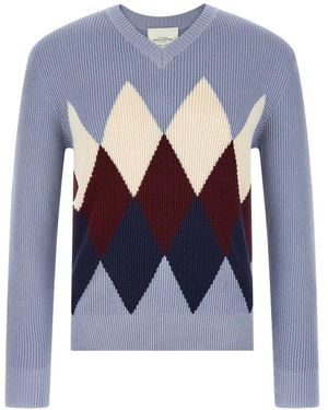 Ballantyne V-Neck Sweater - Blue