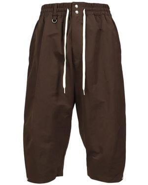 Wales Bonner X Y3 Short En Tissu Anti-Déchirure - Brown