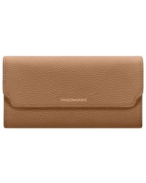 Maison De Sabre Flap Leather Long Wallet - Brown