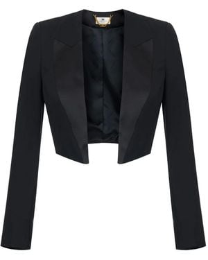 Elisabetta Franchi Gabardine Tuxedo-Style Jacket - Black