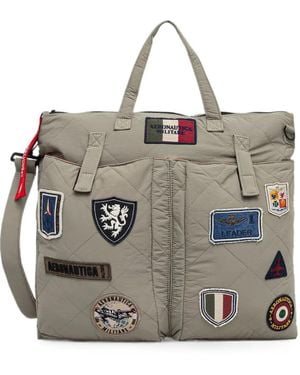 Aeronautica Militare Patch-Detail Quilted Tote Bag - Grey