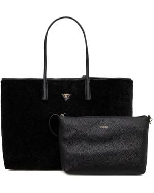 Guess Victoria Logo-Plaque Tote Bag - Black