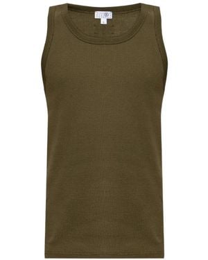 MM6 by Maison Margiela Waffle-Knit Tank Top - Green
