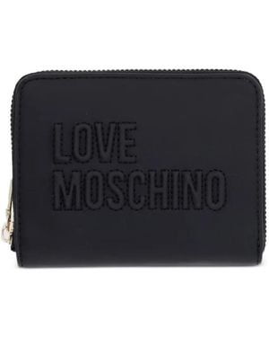 Love Moschino Logo-Embossed Zip-Around Wallet - Black