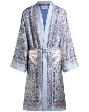 Etro Paisley-Print Dressing Gown - Blue