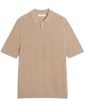 Maison Kitsuné Textured-Knit Short-Sleeve Polo Shirt - Natural