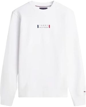 Tommy Hilfiger Logo-Print Cotton Sweater - White