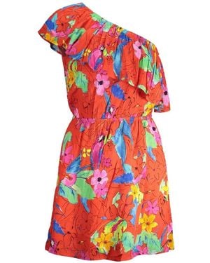 Desigual Floral-Print Ruffled Mini Dress - Red