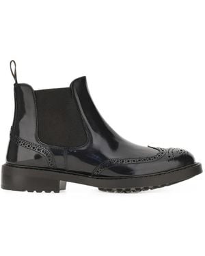 Calce Stivaletti Brogue-Detail Leather Chelsea Boots - Black