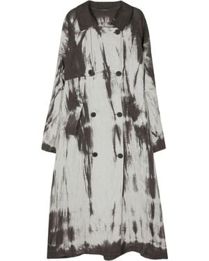 Transit Tie-Dye Linen Trench Coat - Grey