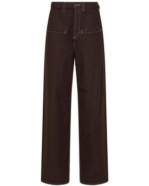 Uma Wang Hose Mit Kontrastnähten - Braun