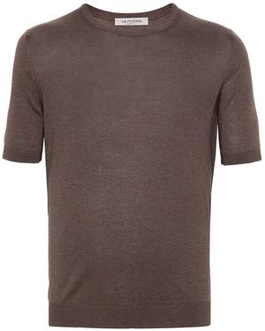 Fileria Short-Sleeve Silk Jumper - Brown