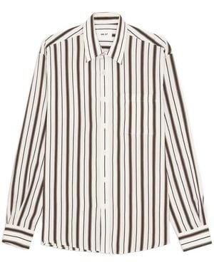 NN07 Chemise Rayée À Poche Poitrine Deon - Blanc