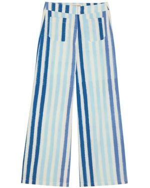 Emporio Sirenuse Adele Ikat-Stripe Wide-Leg Palazzo Trousers - Blue