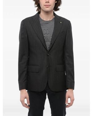 Corneliani Striped Single-Breasted Jacket - Black