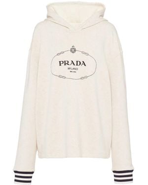 Prada Hoodie Met Geborduurd Logo - Wit