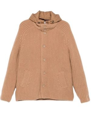 Herno Hooded Ribbed-Knit Jacket - Natural