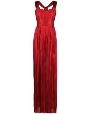 Maria Lucia Hohan Sabina Pleated Maxi Gown - Red