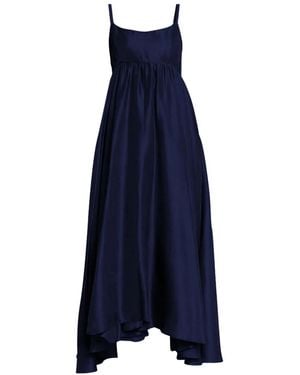 Azeeza Rachel Asymmetric Silk Midi Dress - Blue