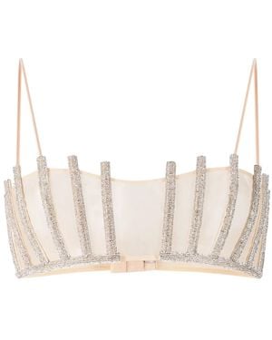Nue Lotus Rhinestone-Embellished Bralette - Natural