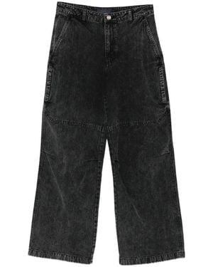 Juun.J Washed Denim Panelled Jeans - Black