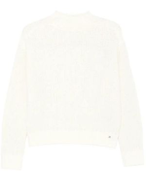 Herno Bouclé-Pullover Mit Geripptem Besatz - Weiß