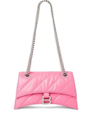 Balenciaga Small Crush Quilted Chain Shoulder Bag - Pink