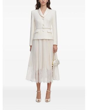 Self-Portrait Shawl Collar Midi Dress - White
