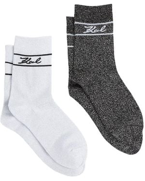 Karl Lagerfeld Signature Lurex Socks (Pack Of Two) - Black