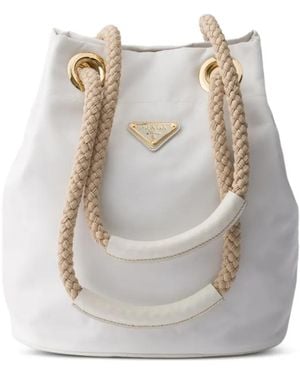 Prada Mariner Re-Nylon Small Bucket Bag - White