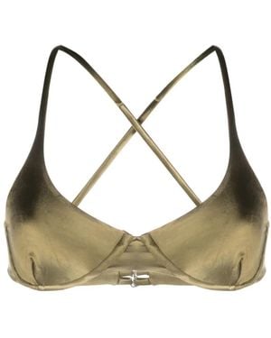 Isa Boulder Reversible Crossover-Strap Bikini Top - Green