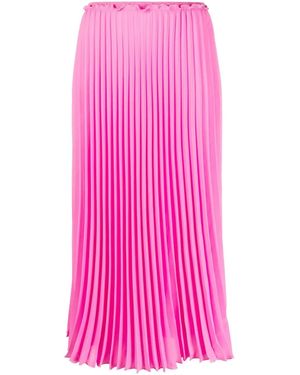 RED Valentino High-Waisted Pleated Midi Skirt - Pink