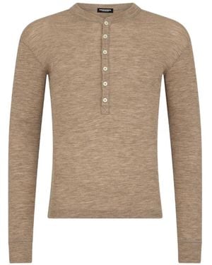 DSquared² Geribbeld T-Shirt - Naturel