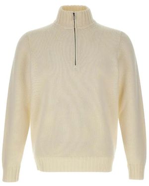 FILIPPO DE LAURENTIIS Half-Zip Merino-Wool Jumper - White