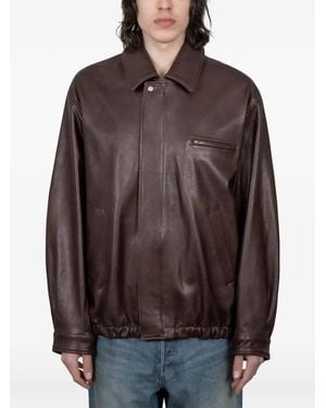 stein Zip-Up Leather Jacket - Brown