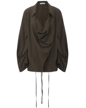 ili node Nfour Draped Long-Sleeve Tunic - Black