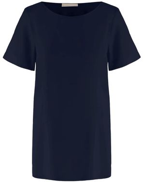 Allude Short-Sleeves Curved-Hem T-Shirt - Blue