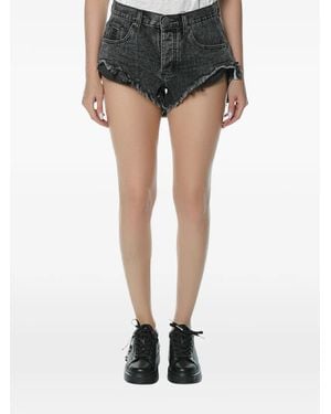 One Teaspoon Rollers Frayed Denim Shorts - Black