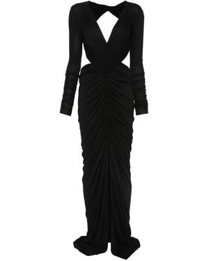 Rick Owens Poppy Cut-Out Ruched Gown - Black
