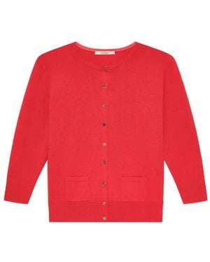 Maliparmi Crew Neck Pocket Cardigan - Red