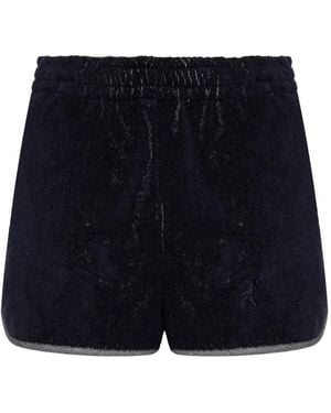 Versace Logo-Embroidered Terry Shorts - Blue