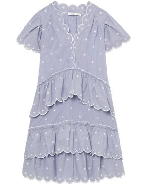 B+ AB Striped Scallop-Trim Minidress - Blue