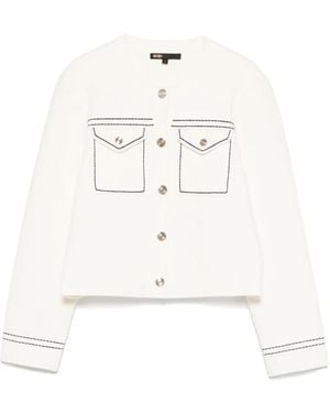 Maje Cardigan À Coutures Contrastantes - Blanc