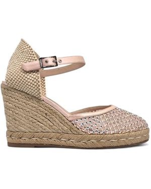 Le Silla Gilda Crystal-Embellished Wedge Sandals - Natural