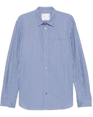 Sacai Stripe-Print Poplin Shirt - Blue